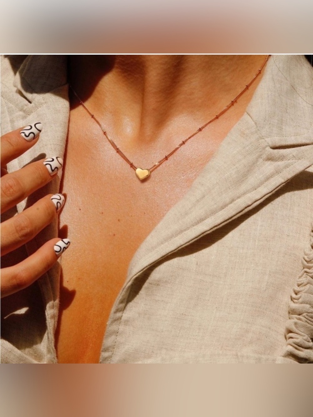 14k Gold Plated Beaded Heart Pendant Necklace
